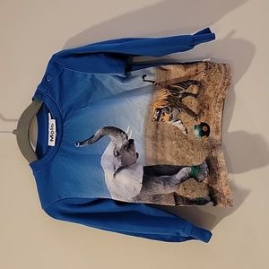 Molo 80 1 years boy Long sleeve tiger elephant shirt blue